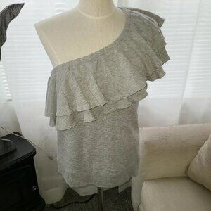 NWT Chelsea 28 gray one shoulder sweat material gray top size L C2